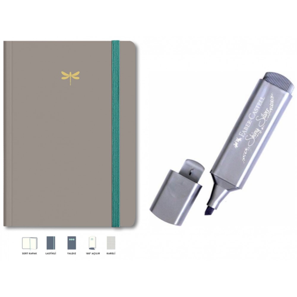 LE COLOR REPLAY  KARELİ DEFTER+ METALİK GRİ FOSFORLU KALEM