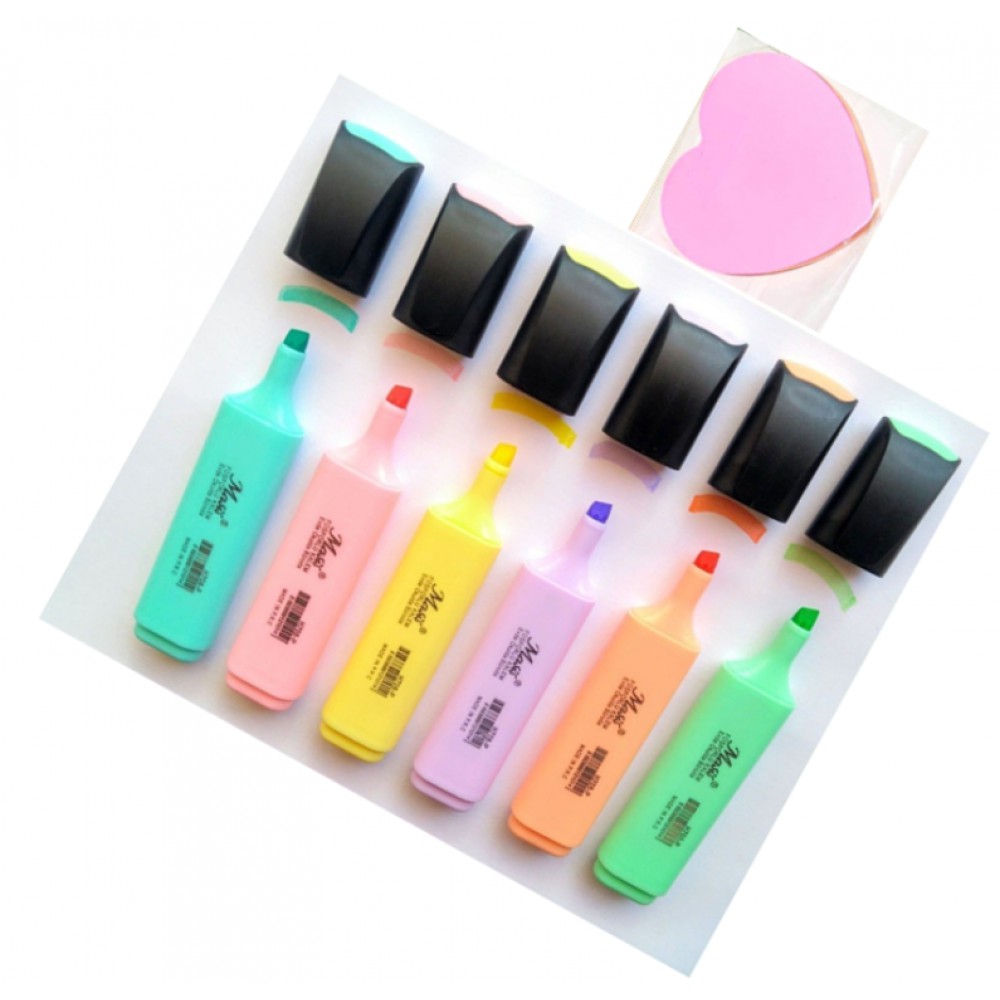 Masis 6lı  Pastel Renk Fosforlu kalem ve Not kağıdı