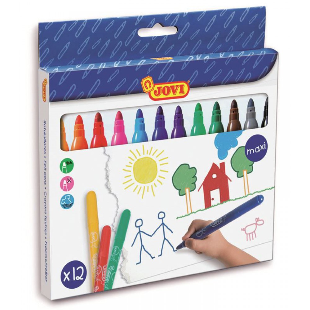 JOVİ 1712 MAVİ KEÇELİ KALEM 12 RENK KUTUDA