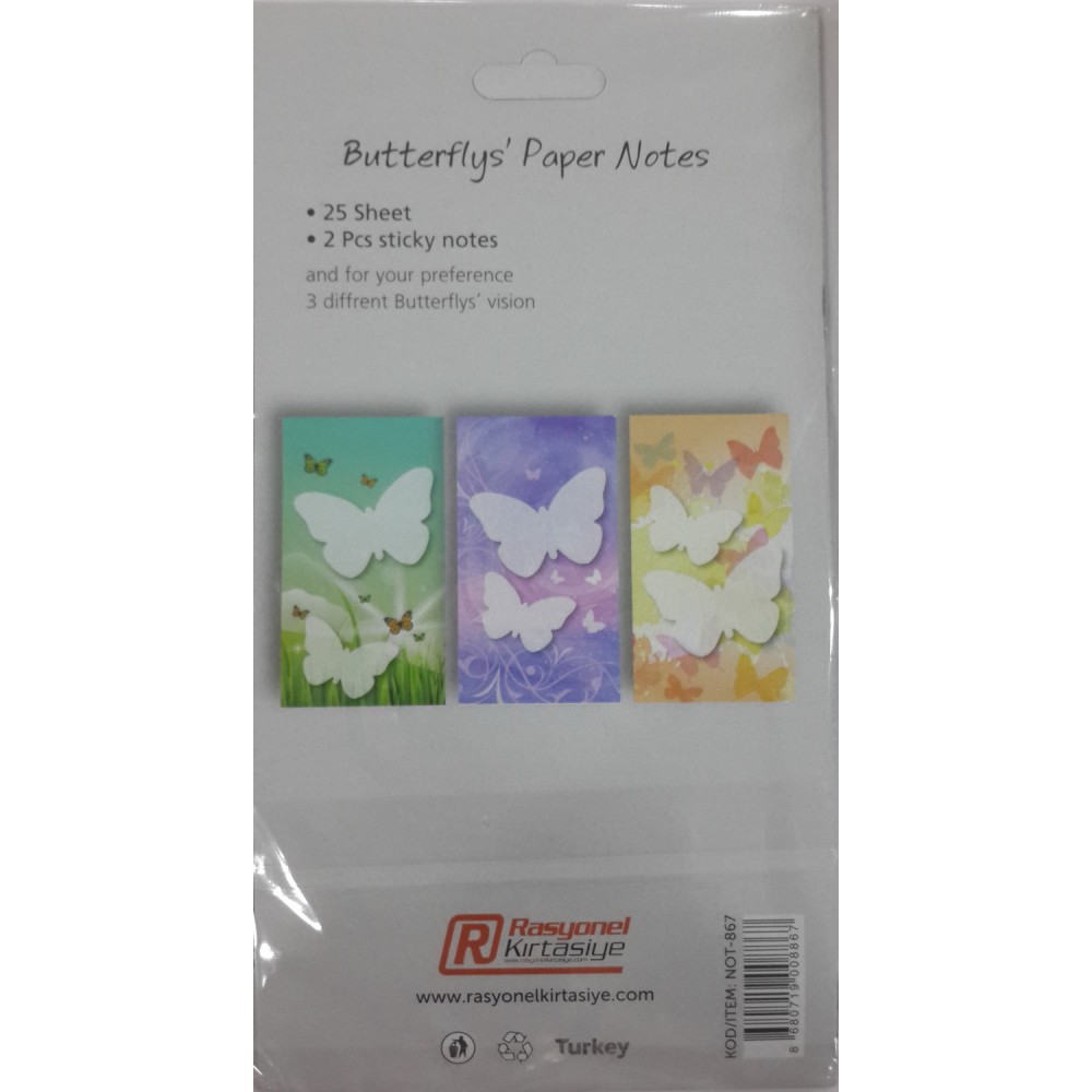 SİNO NOT-867  YAPIŞKANLI NOT KAĞIDI KELEBEK SERİSİ