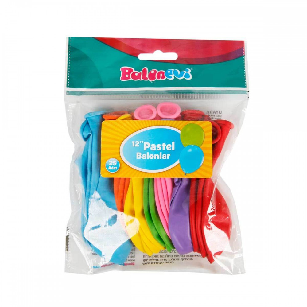 12'' BASKISIZ PASTEL BALONLAR 25 Lİ