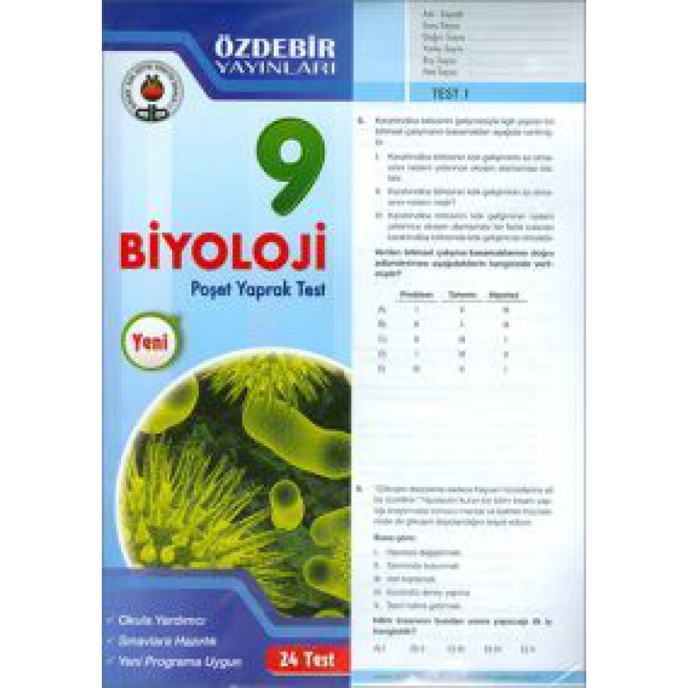 ÖZDEBİR 9.SINIF BİYOLOJİ Y.TEST