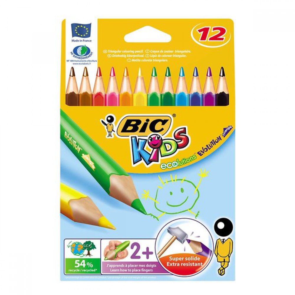 BİC KİDS TRİANGLE JUMBO KURUBOYA 12 Lİ